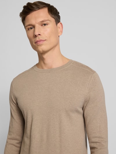 SELECTED HOMME Regular Fit Pullover aus reiner Baumwolle Modell 'BERG' Taupe Melange 3