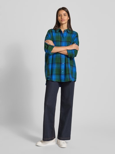 Jake*s Casual Relaxed fit overhemdblouse met manchetten Blauw - 1