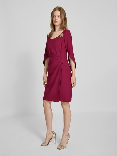 Vera Mont Knielange cocktailjurk met applicatie Bordeaux - 1