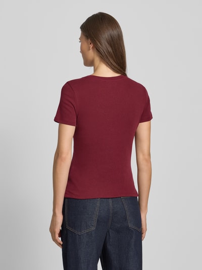 Jake*s Casual T-Shirt in Ripp-Optik Dunkelrot 5