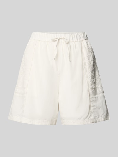 Produktfoto, Shorts aus Viskose-Mix mit floralem Stitching von Jake*s Casual, mieszanka wiskozy i bawełny, krój rozkloszowany, kwiatowy haft, elastyczny pas z tunelem, szerokość w rozmiarze 38: 39 cm, długość wewnętrzna nogawki: 13 cm