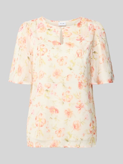 Produktfoto, Blusenshirt mit druppelvormige hals model 'EMMA' van Vila, dames regular fit, all-over look, zachte pastelkleuren, ruglengte maat 36: 60 cm, mouwlengte maat 36: 29 cm