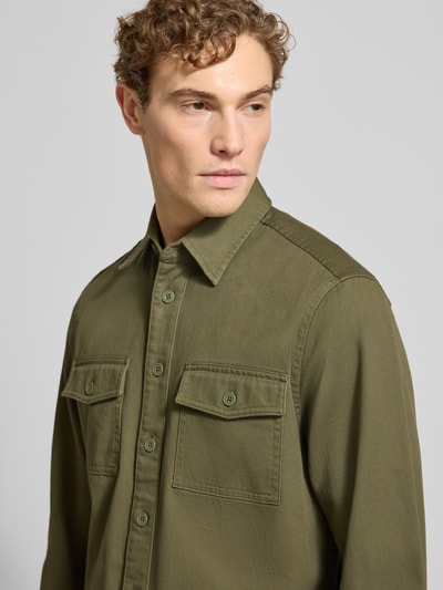 Christian Berg Men Overhemdjack met knoopsluiting Olijfgroen - 3