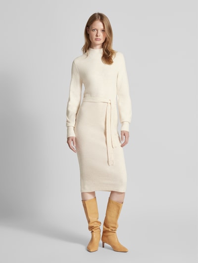 Vero Moda Körpernahes Strickkleid mit Bindegürtel Modell 'PIPPA' Beige 1