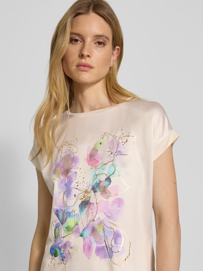 Christian Berg Woman Regular Fit T-Shirt mit floralem Motiv-Print Ecru 3