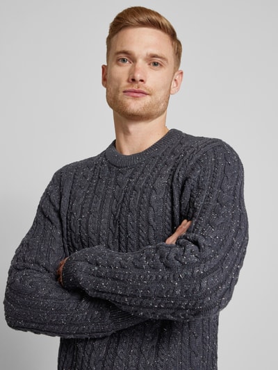 Casual Friday Gebreide pullover met ribboorden, model 'Karl' Marineblauw - 3