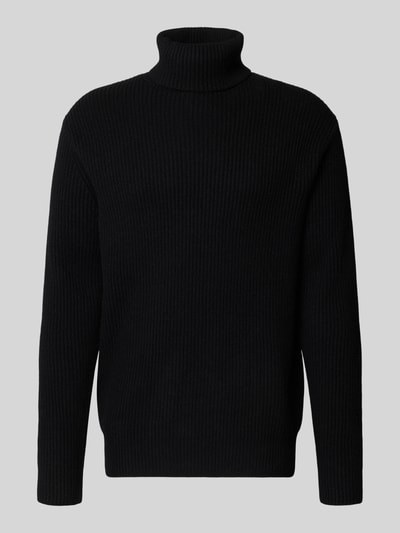 Les Deux Slim fit pullover van zuivere scheerwol, model 'EDDIE' Zwart - 2