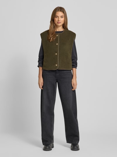 Neo Noir Kamizelka z polaru z listwą guzikową model ‘Mariko’ Khaki 1