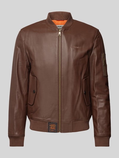 Original Bombers Jacke in Leder-Optik Dunkelbraun 2