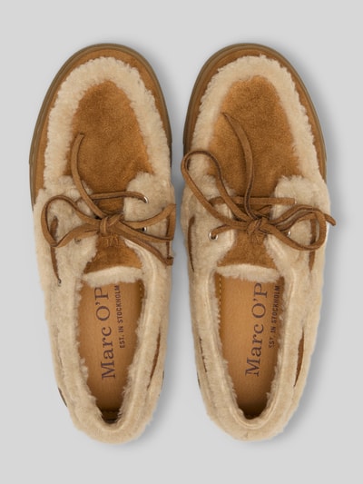 Marc O'Polo Loafers met lamswollen voering van runder suède Cognac - 5