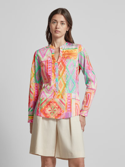 Emily Van den Bergh Blouse met all-over motief, model 'Multi Aqua Patch' Felroze - 4