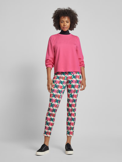 Marc Cain Sweatshirt mit geripptem Rundhalsausschnitt Pink 1