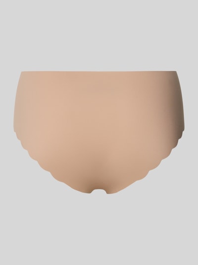 Produktfoto, Panty mit Wellensaum von Skiny, jasnobeżowy kolor, gładka struktura, elastyczny materiał, dopasowany krój, detal falowanego wykończenia