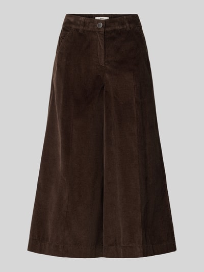 Productfoto, donkerbruine wijdte broek van puur katoen model 'MELLI S' van Brax, Dames Weite Hose van Brax, corduroystructuur