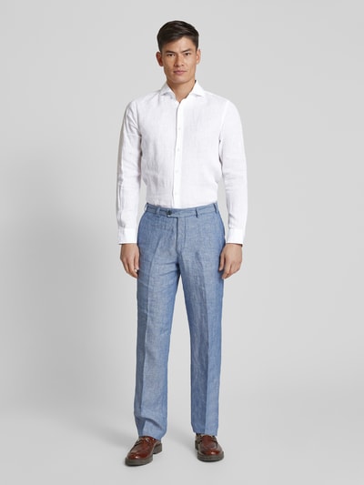 JOOP! Collection Slim Fit Business-Hemd aus Leinen mit Haifischkragen Modell 'Pai' Weiss 1