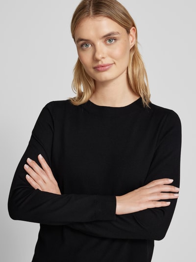 s.Oliver RED LABEL Cropped Strickpullover aus Viskose-Mix mit geripptem Rundhalsausschnitt Black 3