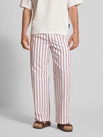 PROHIBITED Wide Leg Stoffhose mit Leinen-Anteil Rot 4