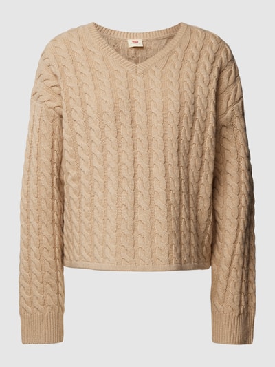 Levi's® Gebreide pullover met kabelpatroon, model 'RAE' Steengrijs - 2