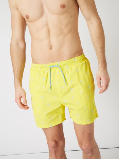 REVIEW Badeshorts mit Allover-Muster Neon Gelb 3