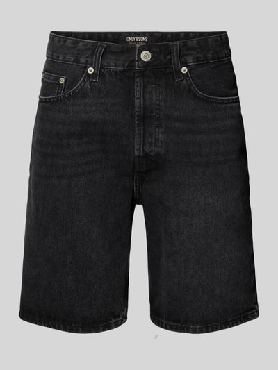 ONLY & SONS Straight Leg Jeansshorts aus reiner Baumwolle Modell 'EDGE' Black 2