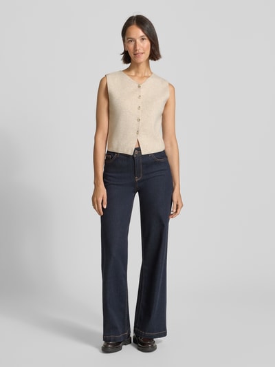 Oui Gebreid gilet met V-hals Beige gemêleerd - 1