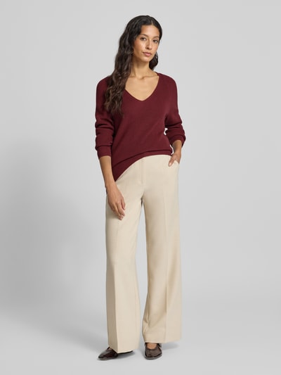 s.Oliver RED LABEL Regular fit gebreide pullover van katoenmix Bordeaux - 1
