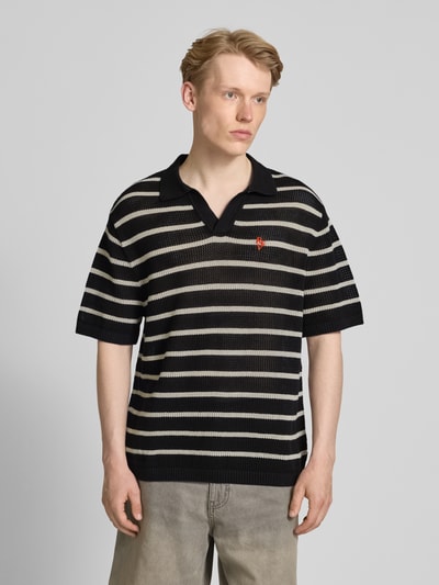 REVIEW Strickshirt mit Polokragen und Label-Stitching Black 4