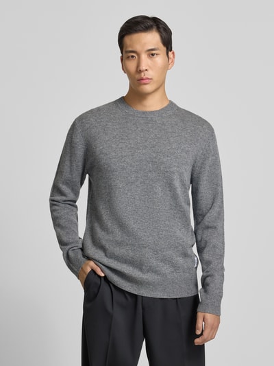 Matinique Gebreide pullover van lamswol met ronde hals Lichtgrijs - 4