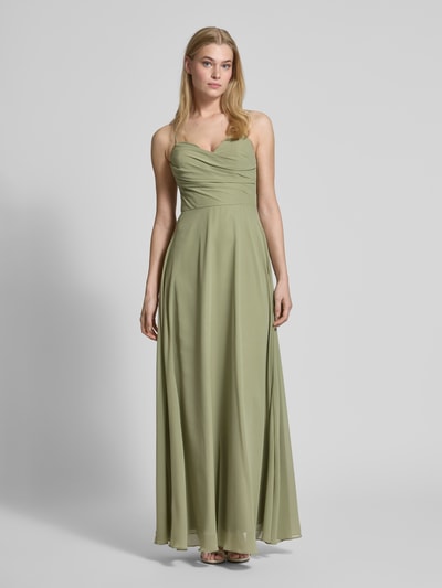 Laona Abendkleid mit Spaghettiträgern Oliv 4