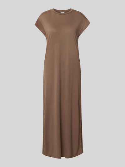 Produktfoto, braunes Freizeitkleid aus Viskose-Mix Modell 'ANORA' von PIECES, glatte Textur, schlichte Form, Damen Freizeitkleid