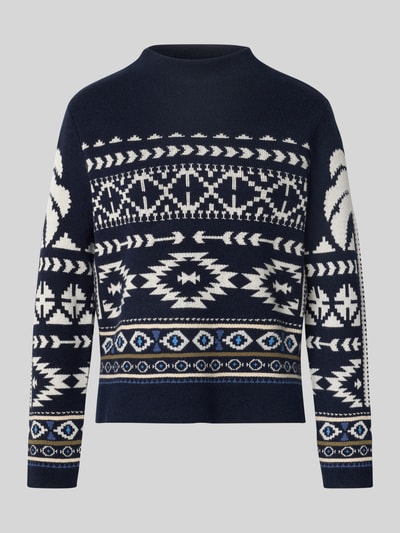 Oui Gebreide pullover met opstaande kraag Donkerblauw - 2