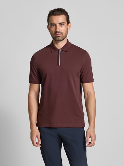 bugatti Regular Fit Poloshirt mit Reißverschluss Bordeaux 4