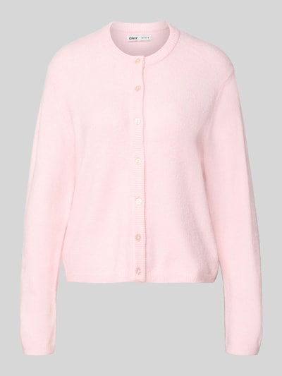 Produktfoto, Regular Fit Strickjacke mit einreihiger Knopfleiste Modell 'SIMONI' von ONLY, Optik: Unifarben, Rundhals, Langarm, gerippt, Materialverarbeitung: Strick