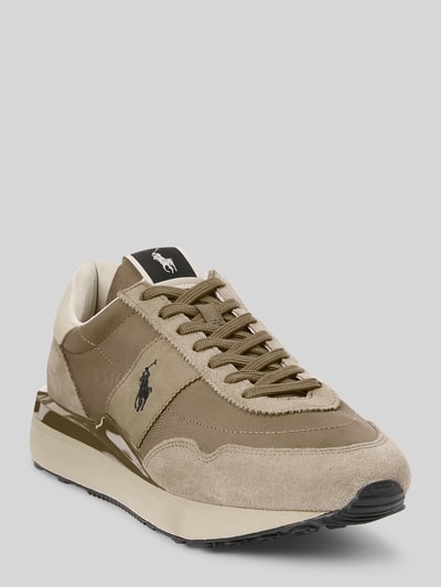 Produktfoto, Low Top Sneaker mit Veloursleder von Polo Ralph Lauren, beżowy, unifarben, zaokrąglony nosek, płaski obcas, logo, sznurowanie, teksturowana podeszwa, siateczka, zamsz, prawdziwa skóra