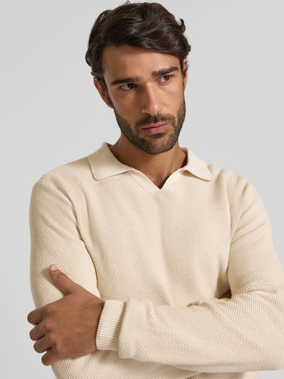 Jack & Jones Premium Strickpullover mit gerippten Abschlüssen Modell 'EASTON' Beige 3