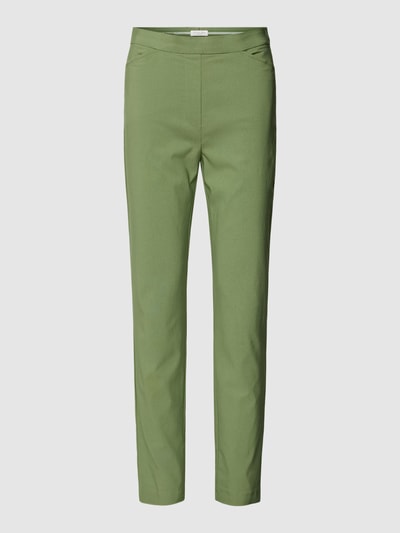 Christian Berg Woman Slim fit stoffen broek met paspelzakken Rietgroen - 2