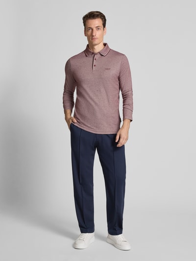 HECHTER PARIS Longsleeve mit Polokragen und kurzer Knopfleiste Bordeaux 1
