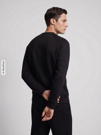 BOSS Green Sweatshirt mit tonalem Logo-Schriftzug Modell 'Salbo' Black 5