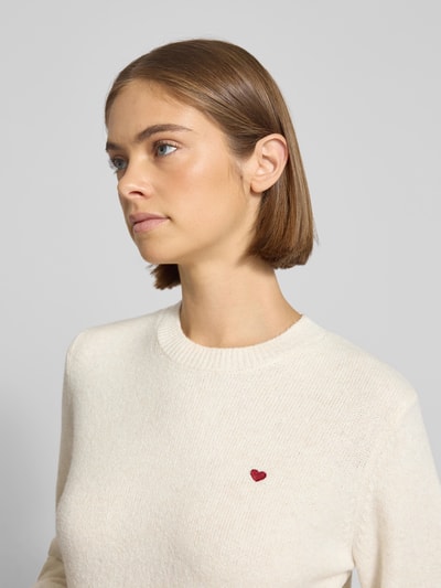 Review Nauwsluitende gebreide pullover met ronde hals Offwhite gemêleerd - 3