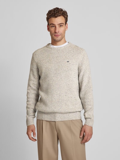 Fynch-Hatton Gebreide pullover van wolmix met ronde hals Offwhite - 4