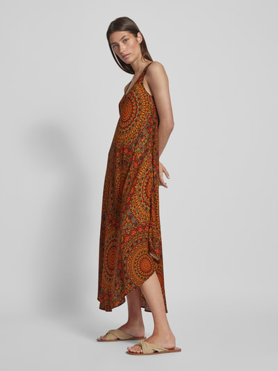 Apricot Midi-jurk van viscose met all-over motief Rood - 1