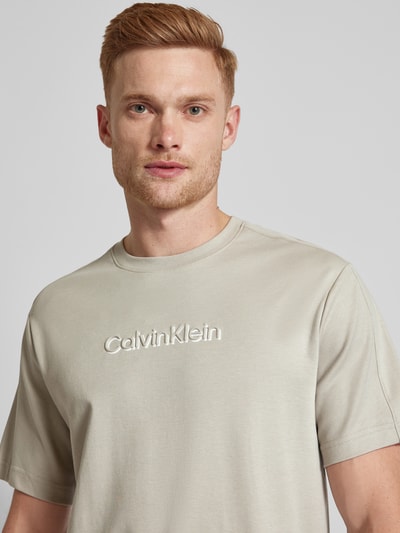 CK Calvin Klein T-shirt z detalem z logo Beżowy 3