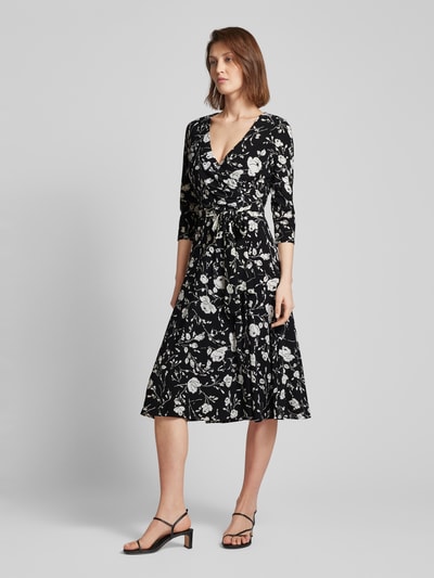 Lauren Ralph Lauren Midi-jurk met V-hals, model 'CARLYNA' Zwart - 1