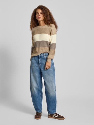 Only Loose Fit Strickpullover aus Viskose-Mix Modell 'ATIA' Beige Melange 1