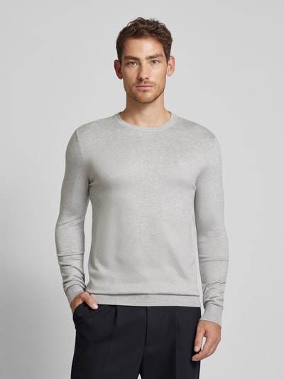 Scotch & Soda Sweter z dzianiny z wyhaftowanym logo model ‘CORE’ Jasnoszary 4