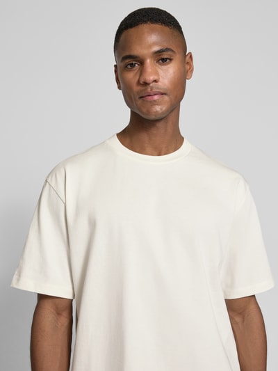 Lindbergh T-Shirt mit geripptem Rundhalsausschnitt Offwhite 3