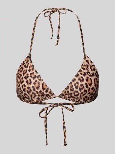 Pieces Regular fit bikinitop met all-over motief, model 'BAOMI' Lichtbruin - 1