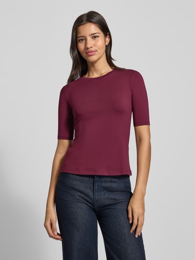 HUGO Slim fit T-shirt van katoenmix, model 'DARNELIA' Bordeaux - 4