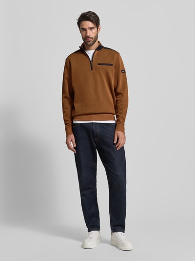bugatti Sweatshirt mit Stehkragen Modell 'Selanik' Camel 1