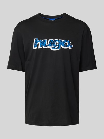 Hugo Blue T-Shirt mit Label-Print Modell 'Nugibol' Black 1